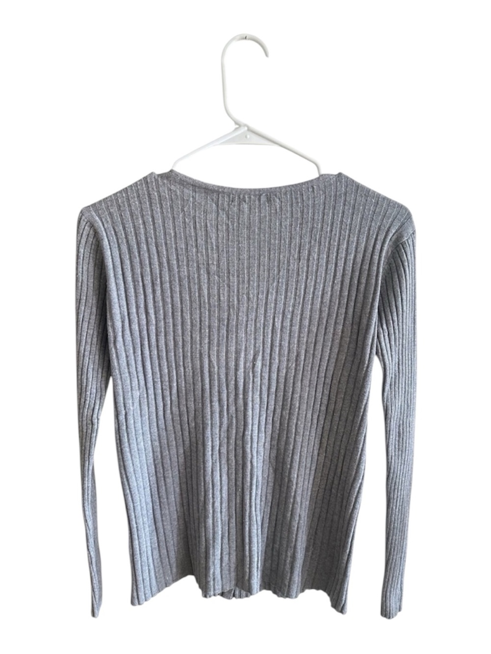 Express Women’s Gray Ribbed Button-Front Sweater - Picture 2 of 2